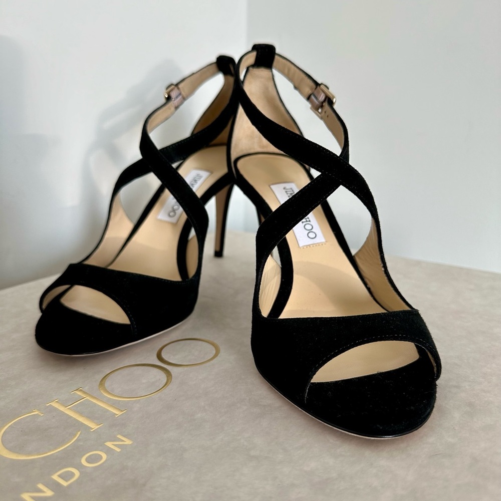 Jimmy Choo emily 85 black suede heels 39